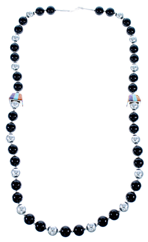 Southwestern Multicolor Sterling Silver Inlay Bead Necklace DX117070